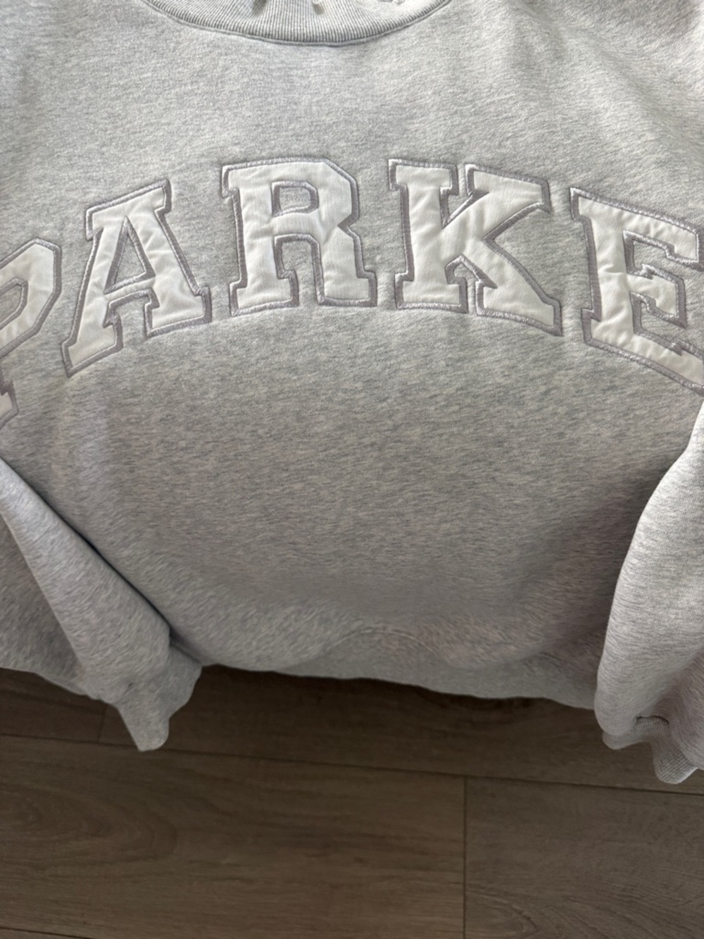 Parker Light Gray Appliqué Pullover Sweatshirt